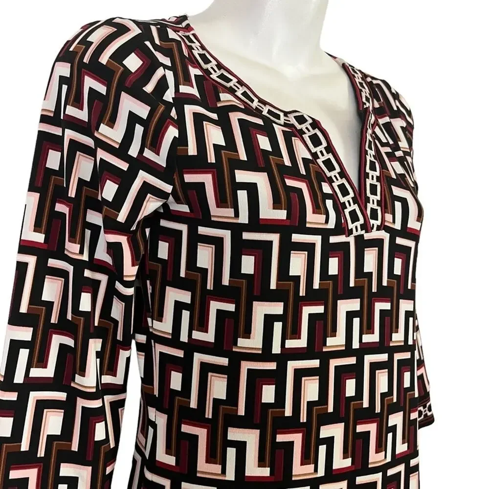 WHITE HOUSE BLACK MARKET WHBM Embroidered Collar Mini Jersey Knit Dress sz XXS